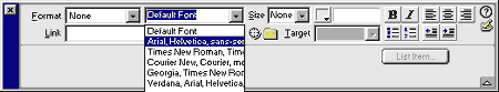 Определение вида шрифта в Macromedia Dreamweaver 3