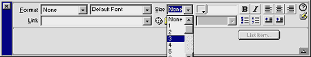 Определение размера шрифта в Macromedia Dreamweaver 3